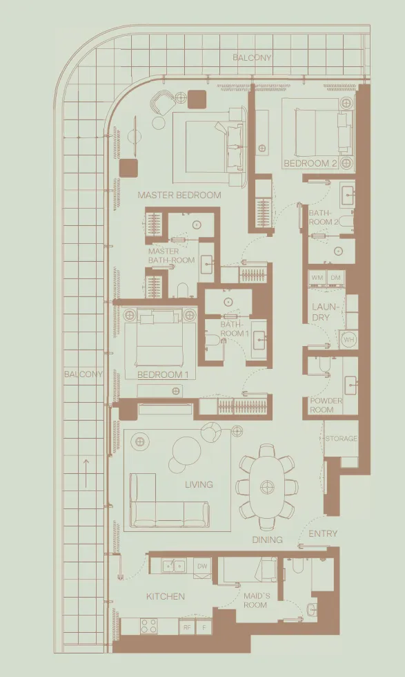 3 BR layout at Eden House The Park