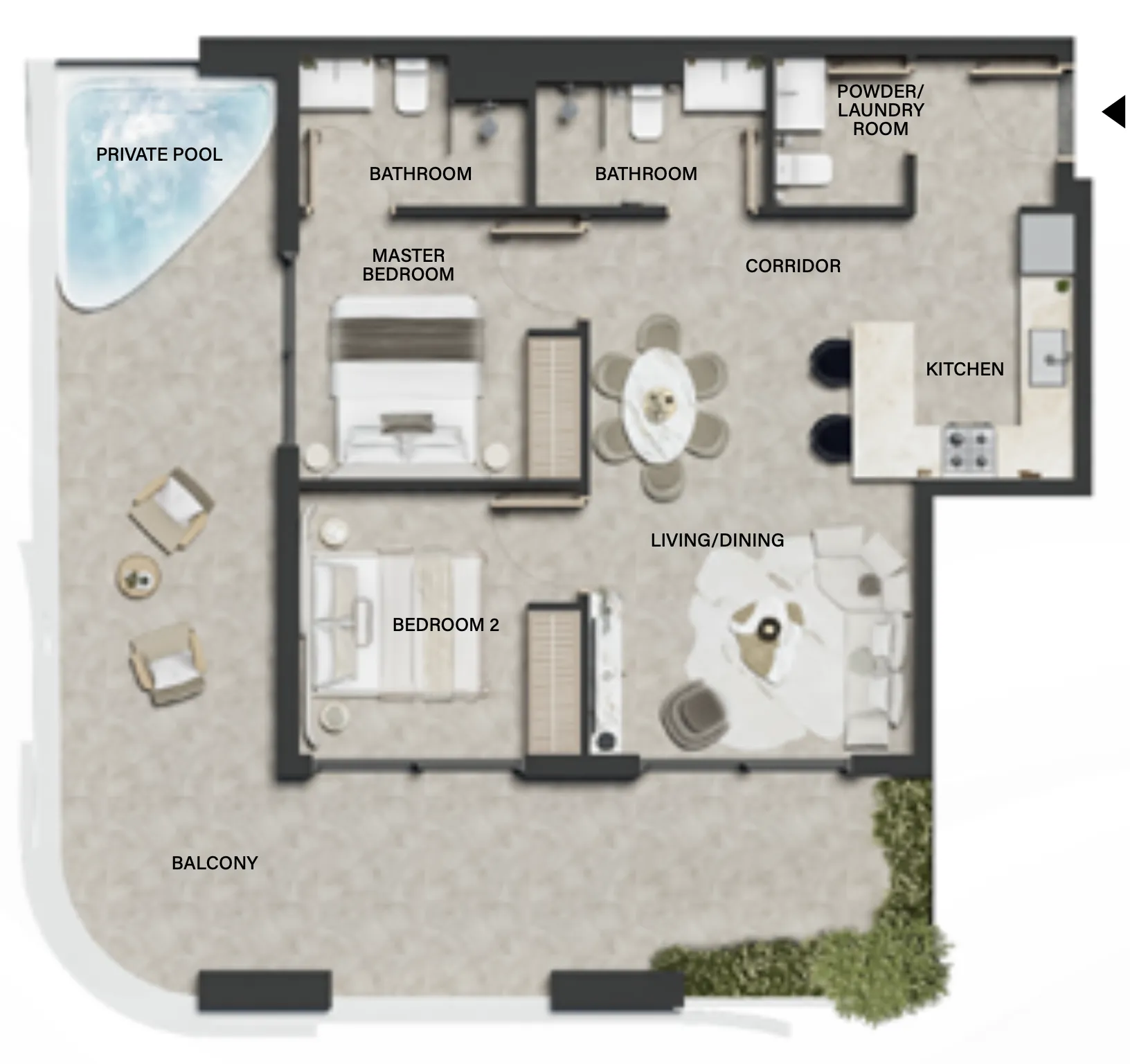2 BR layout at Weybridge Gardens 4