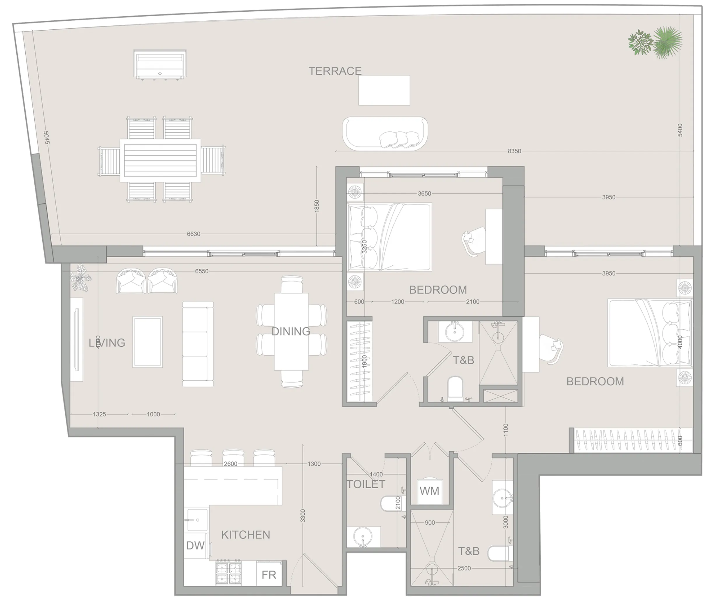 2 BR layout at AUREL1A Residence