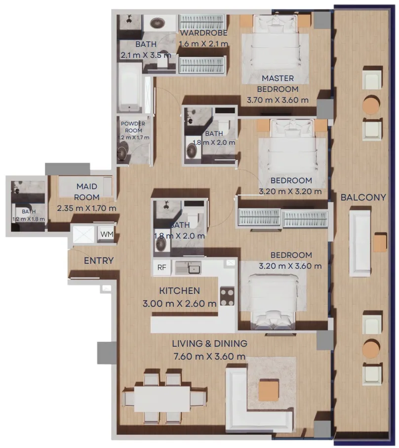 3 BR layout at Manam Pearl