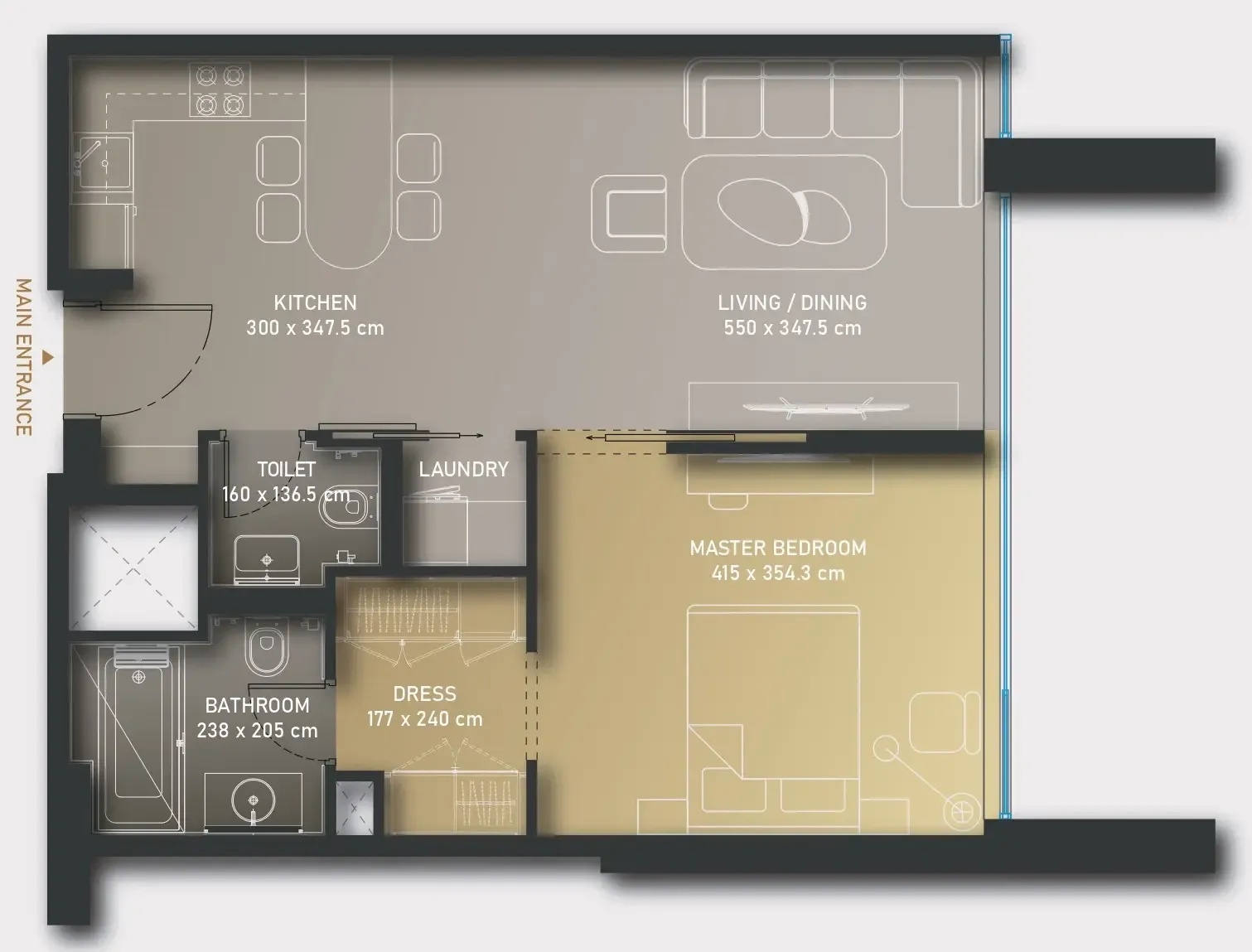 1 BR layout at Olaia Residences