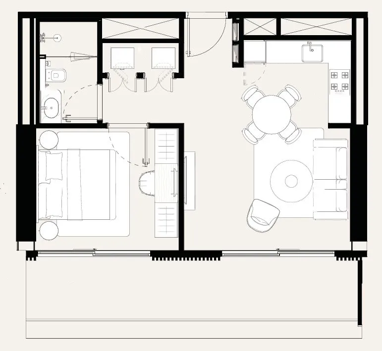 1 BR layout at Azizi Abraham