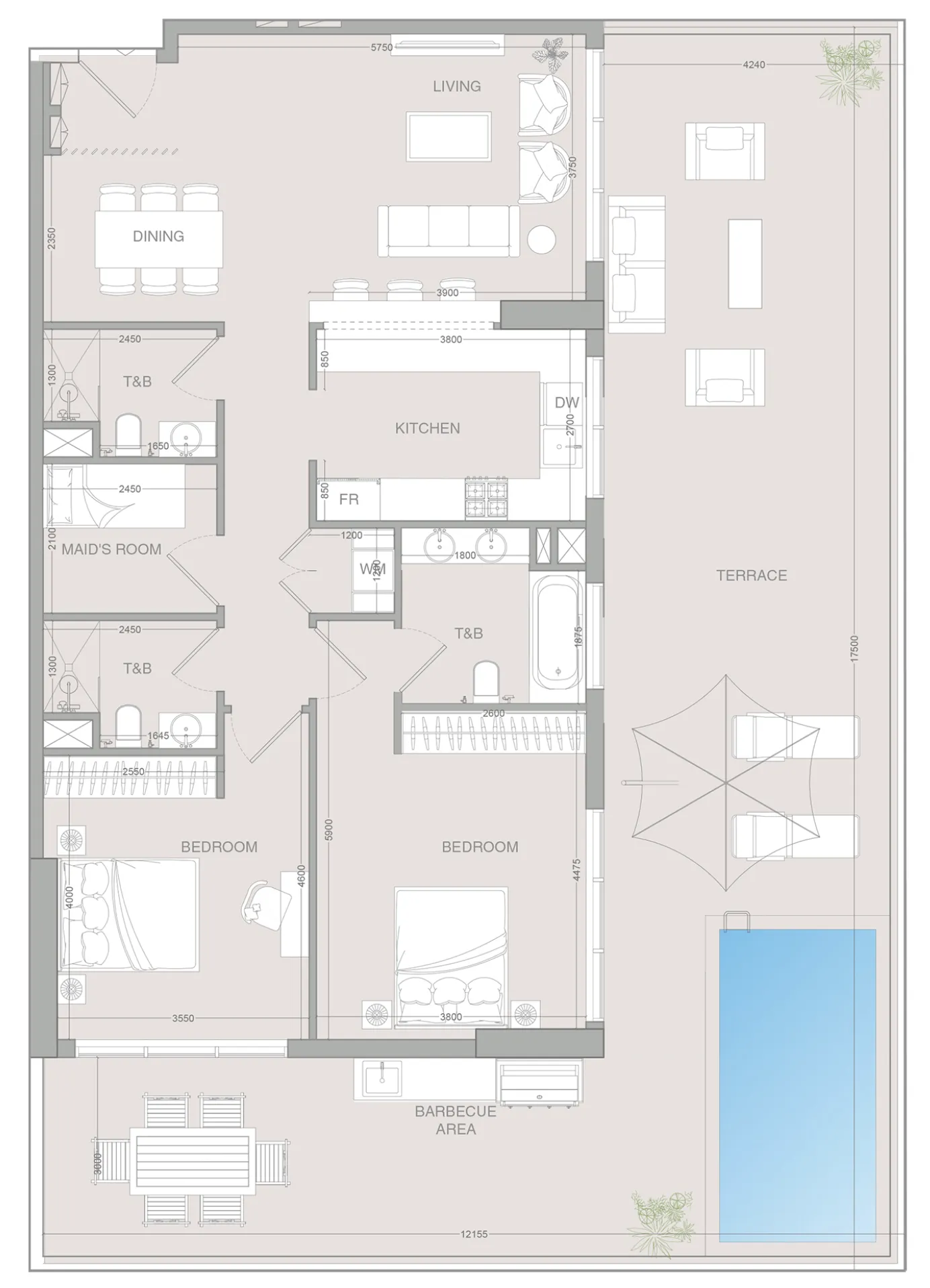 2 BR layout at V1STARA House 2