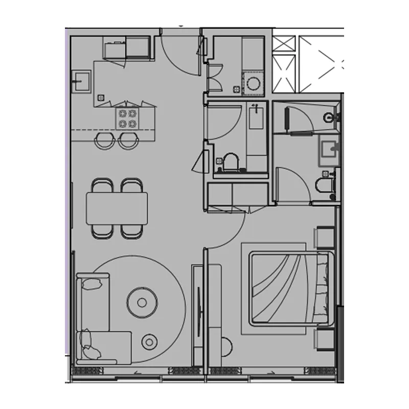 1 BR layout at Le Blanc