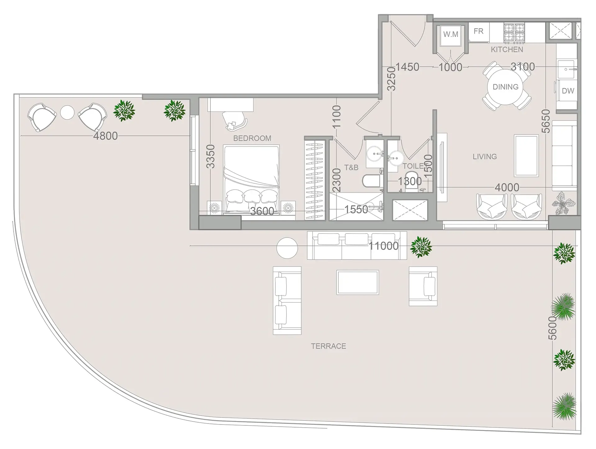 1 BR layout at ELAR1S Sky