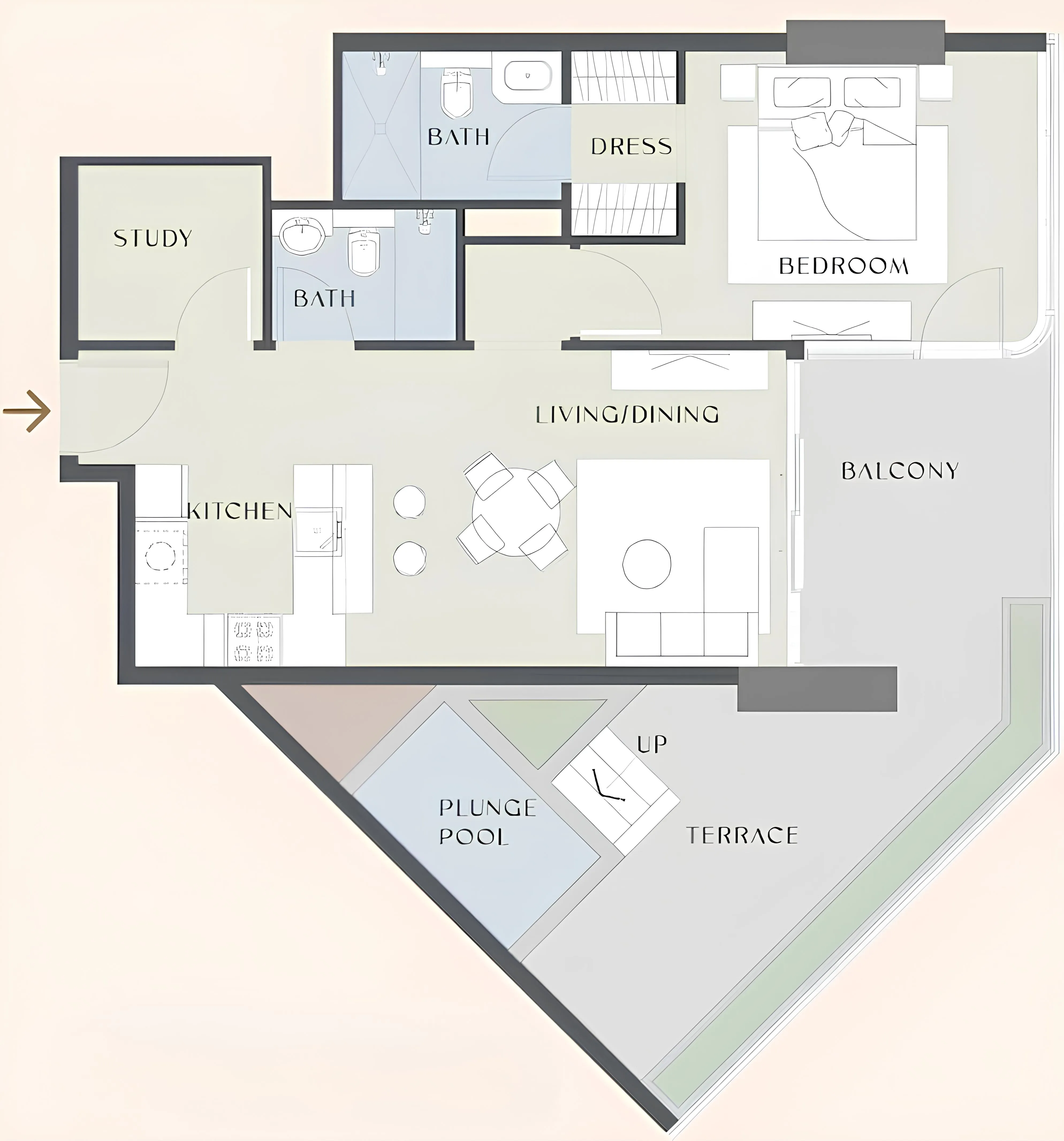 1 BR layout at Chelsea Gardens