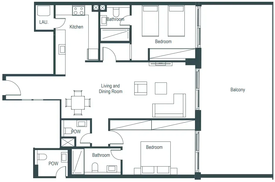 2 BR layout at Whitestone Residences