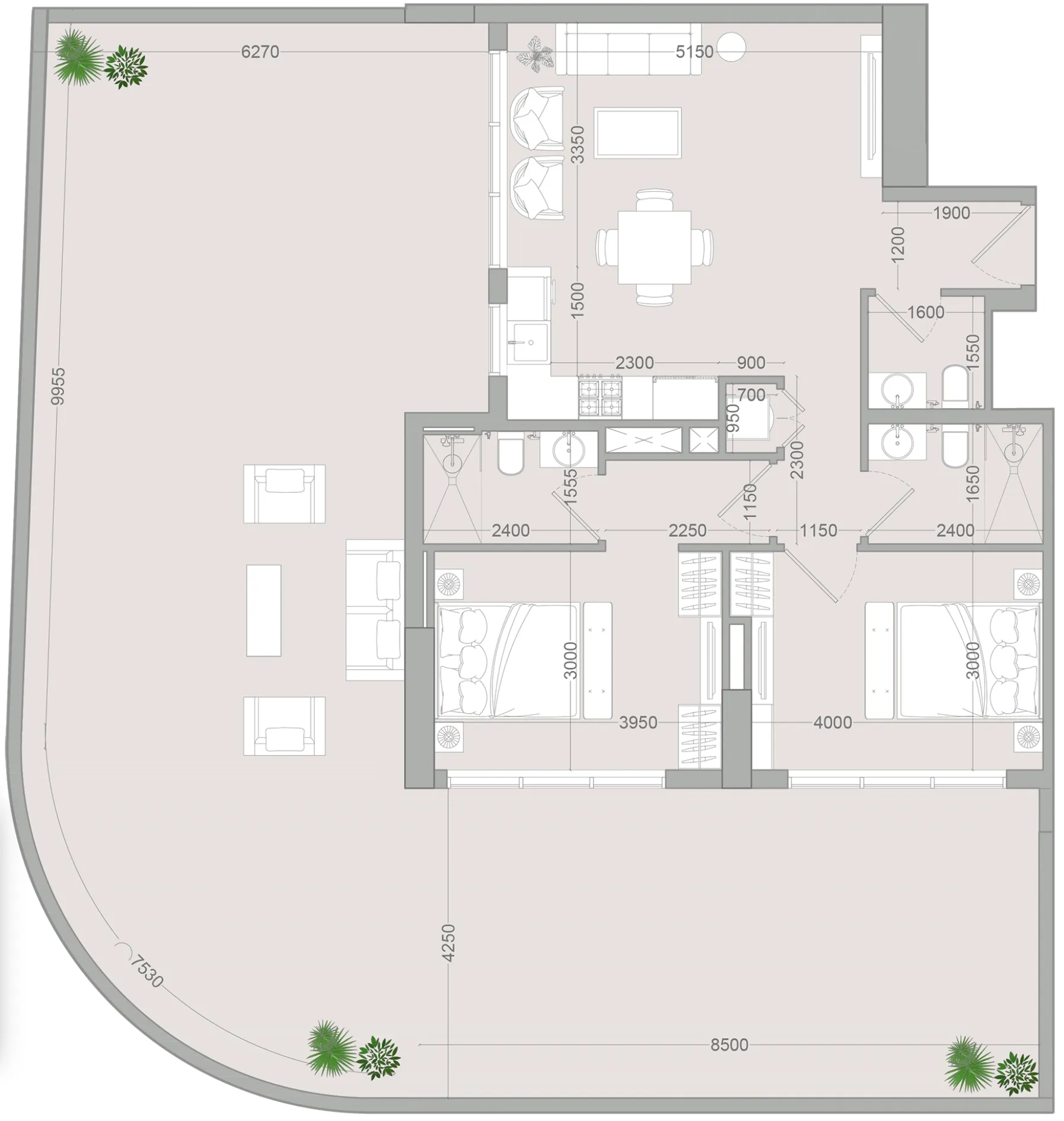 2 BR layout at ALTA V1EW