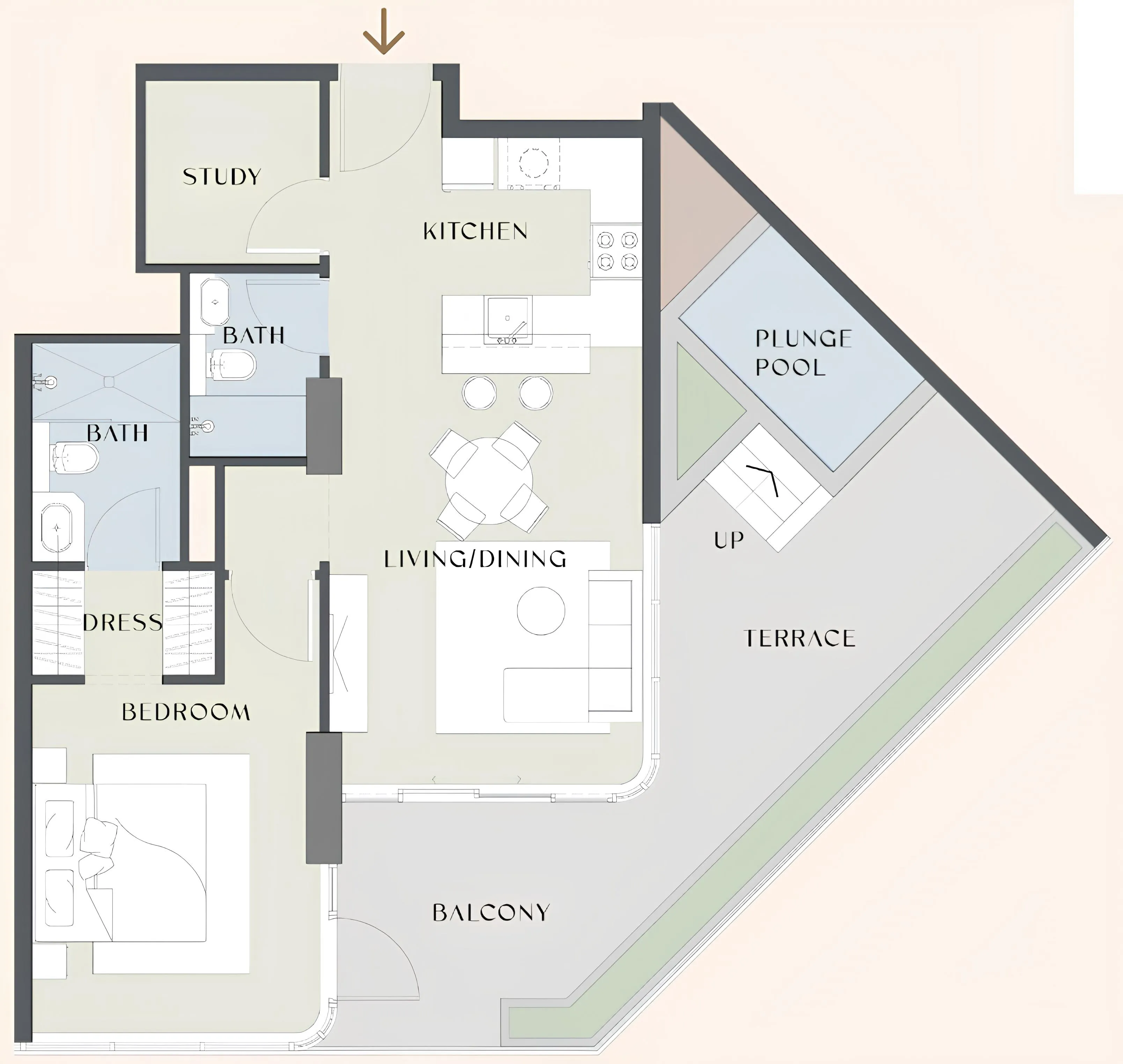 1 BR layout at Chelsea Gardens