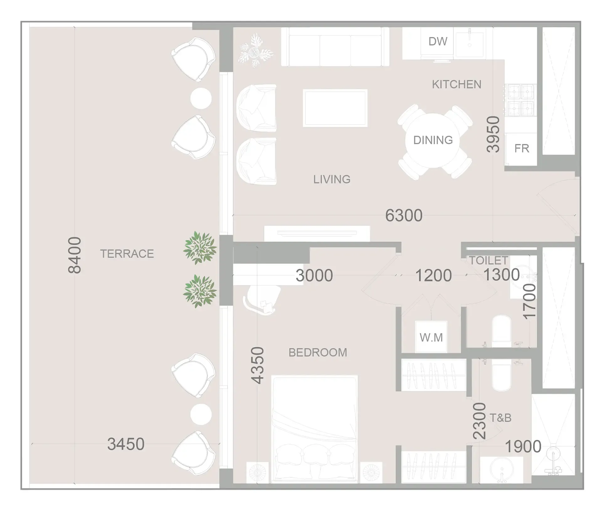 1 BR layout at ELAR1S Sky
