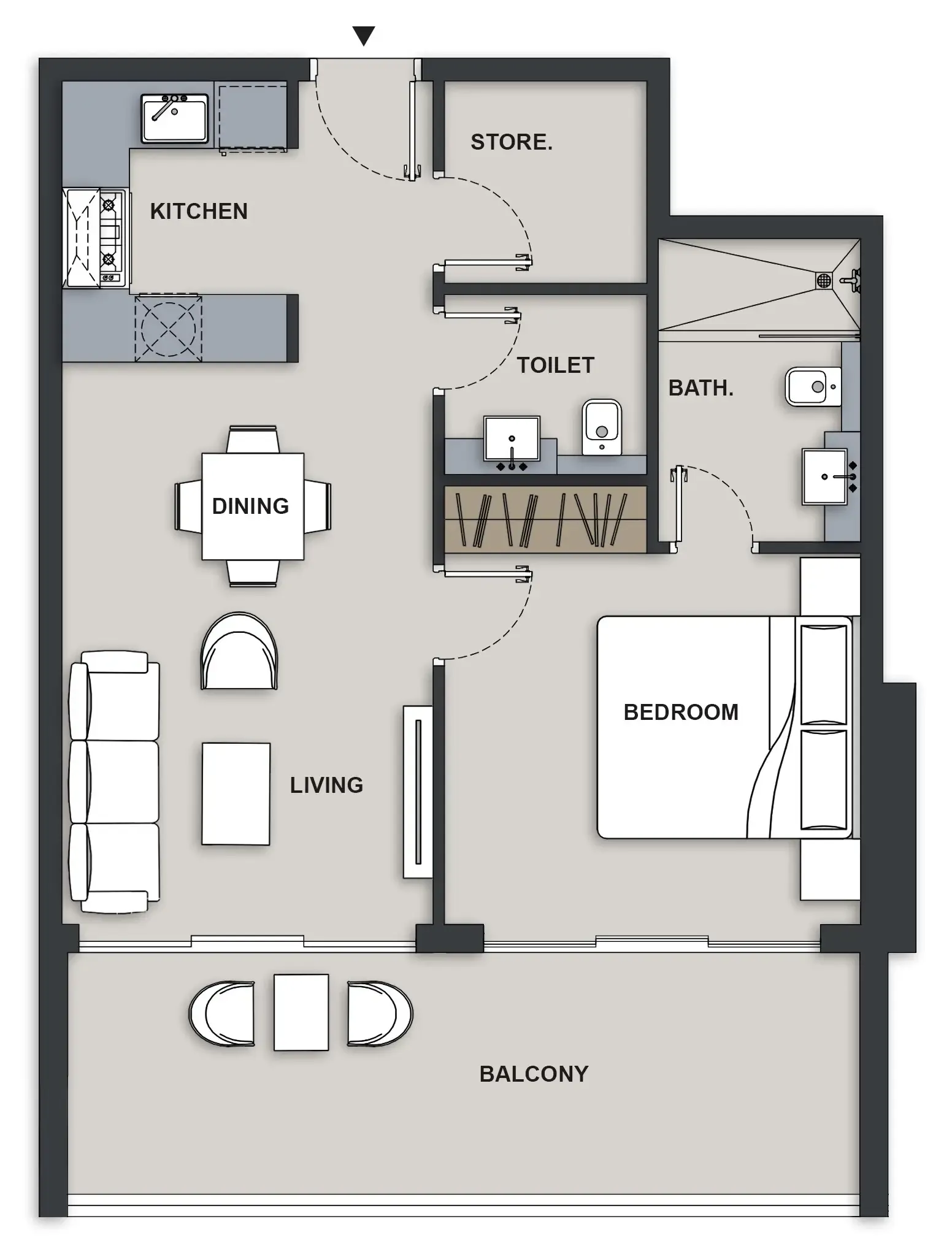 1 BR layout at Maison Elysee III