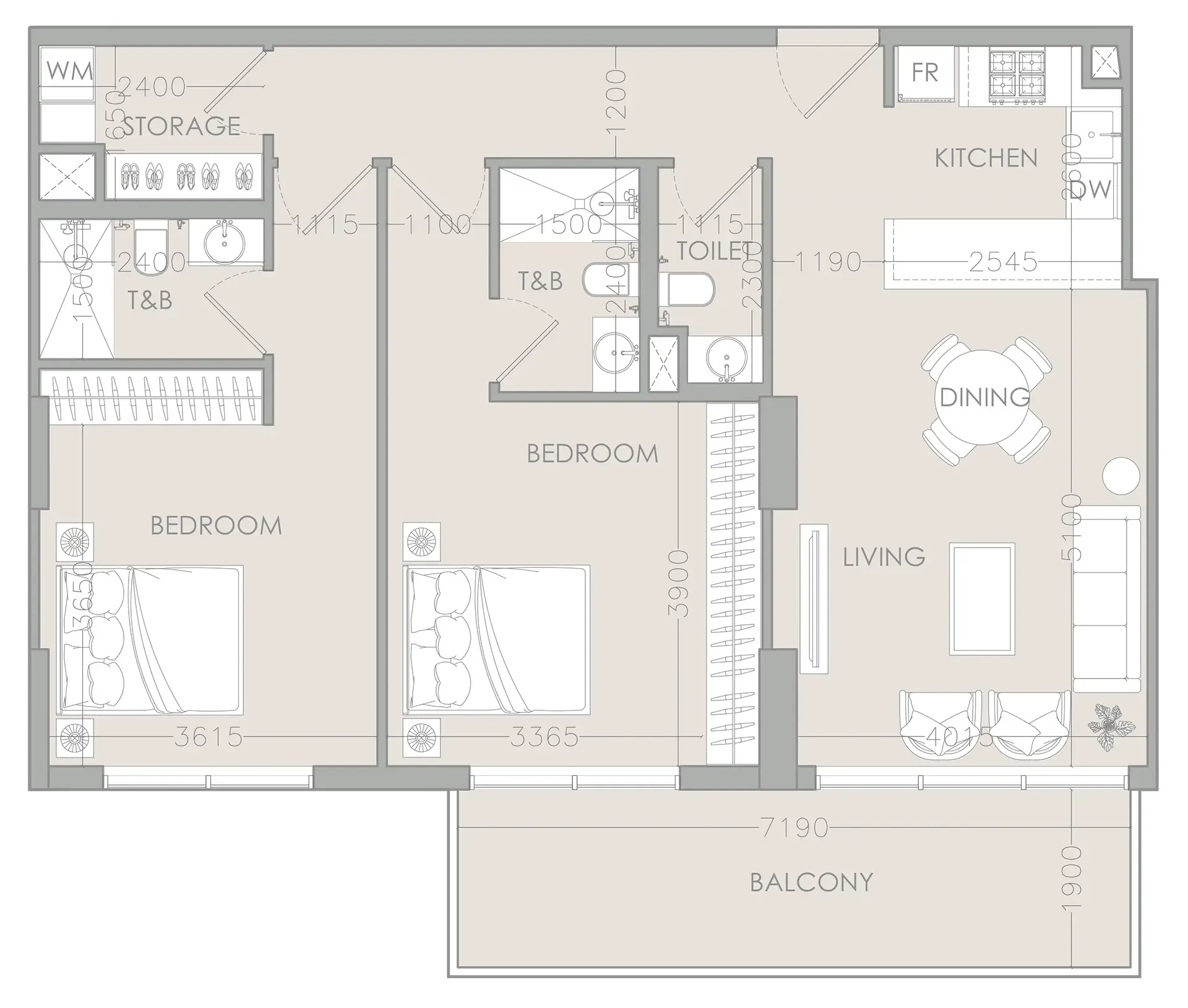 2 BR layout at IR1DIAN Park