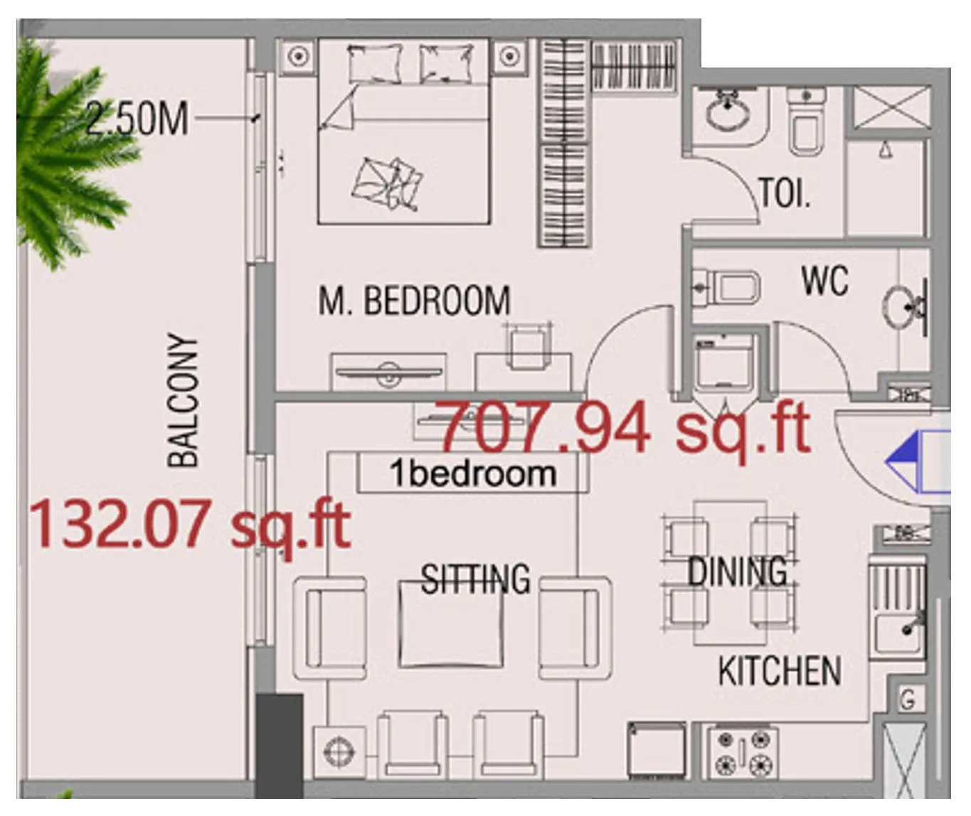 1 BR layout at Forest City