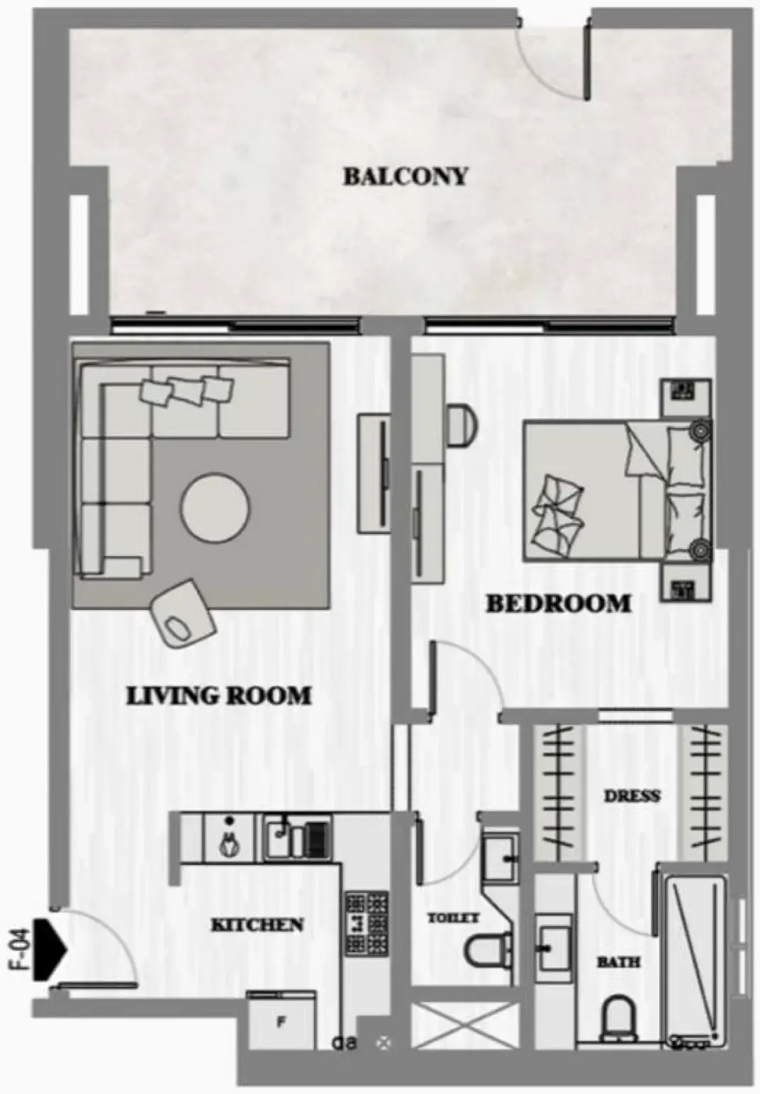 1 BR layout at Greygate Residences by ADE