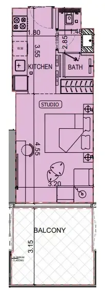 0 BR layout at Binghatti Luxuria