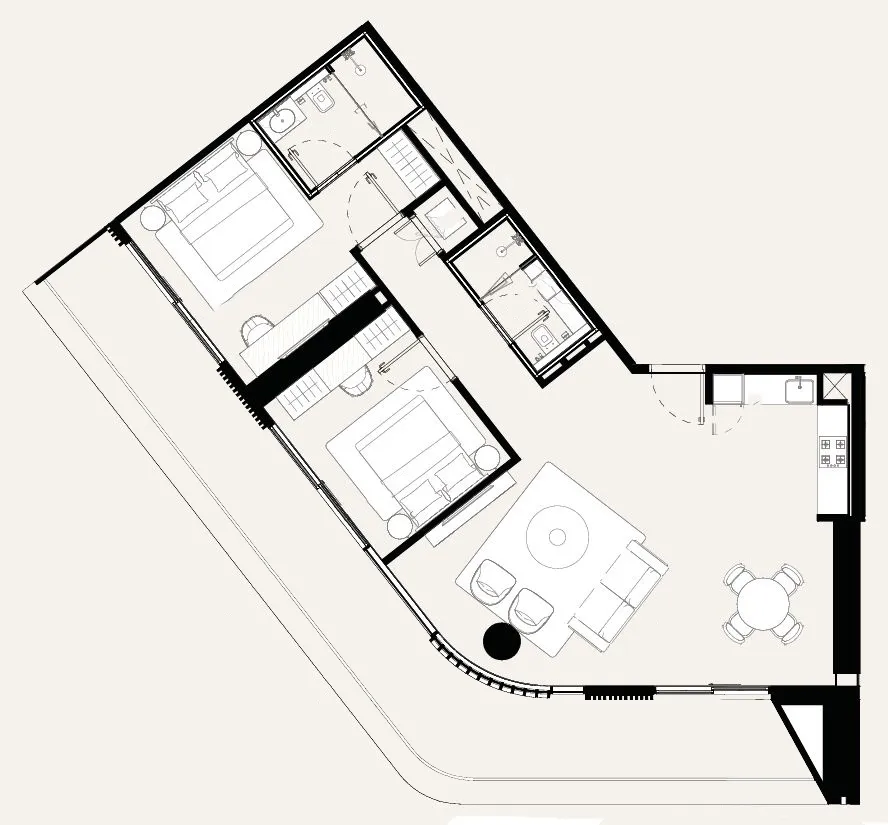 2 BR layout at Azizi Abraham