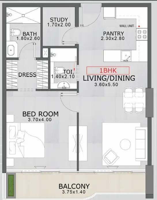 1 BR layout at Floarea Skies
