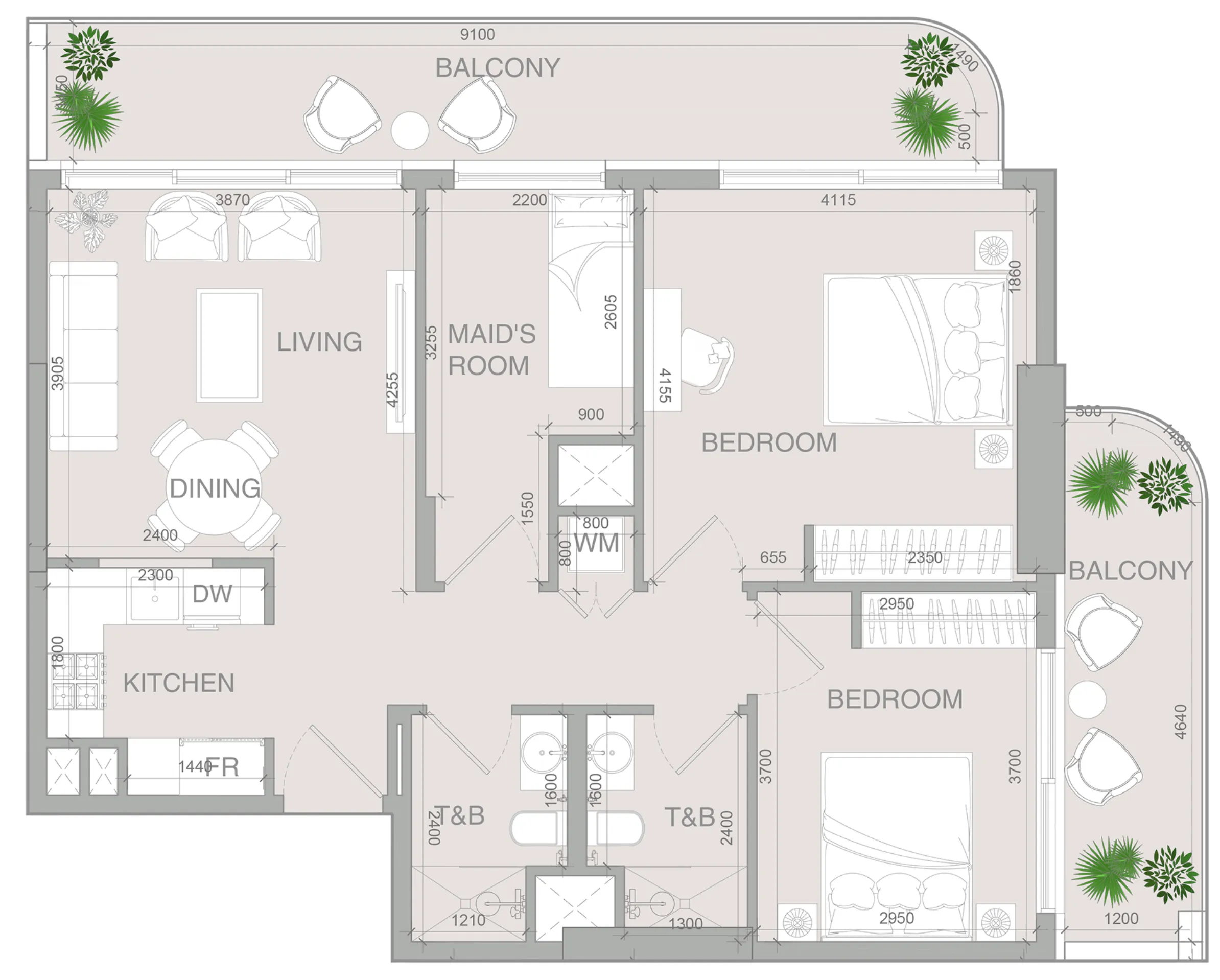 2 BR layout at VERDAN1A 4