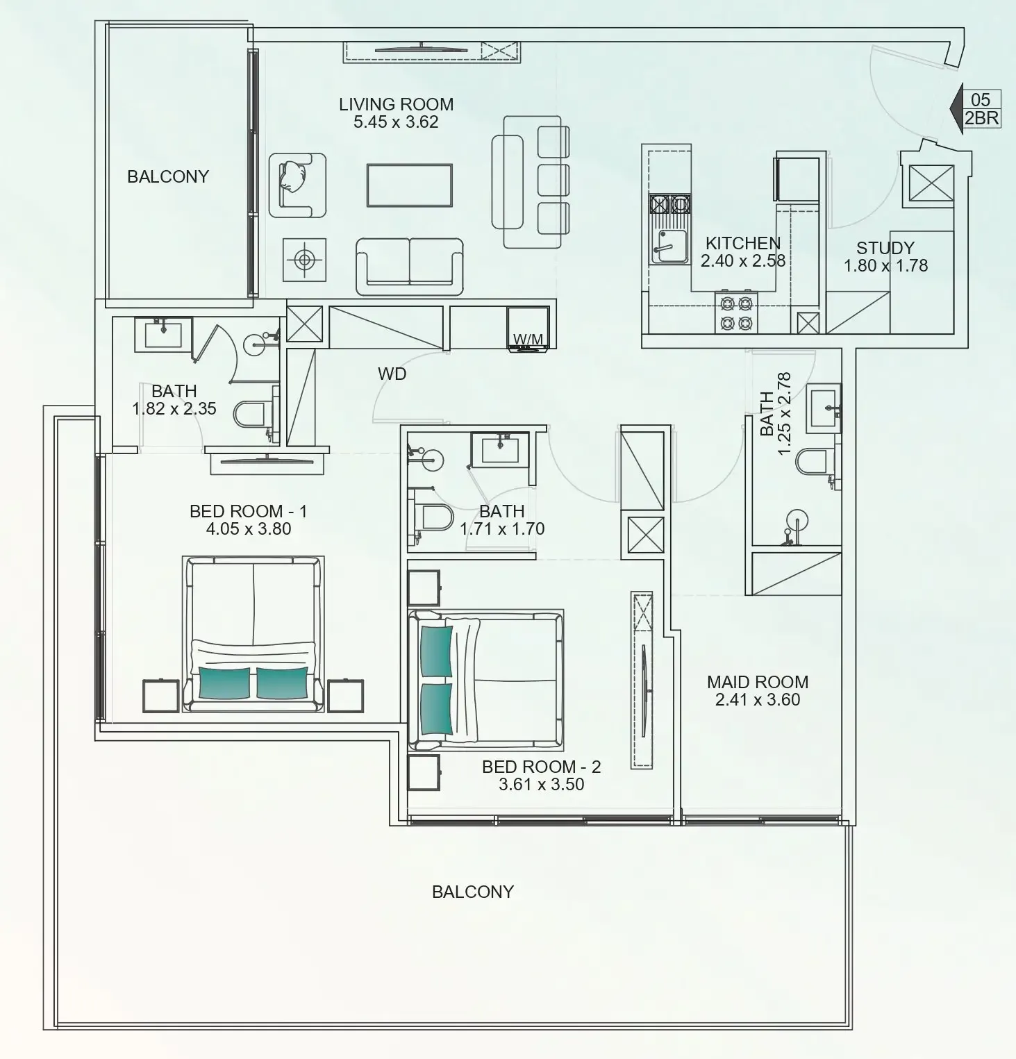 2 BR layout at Floarea Breeze