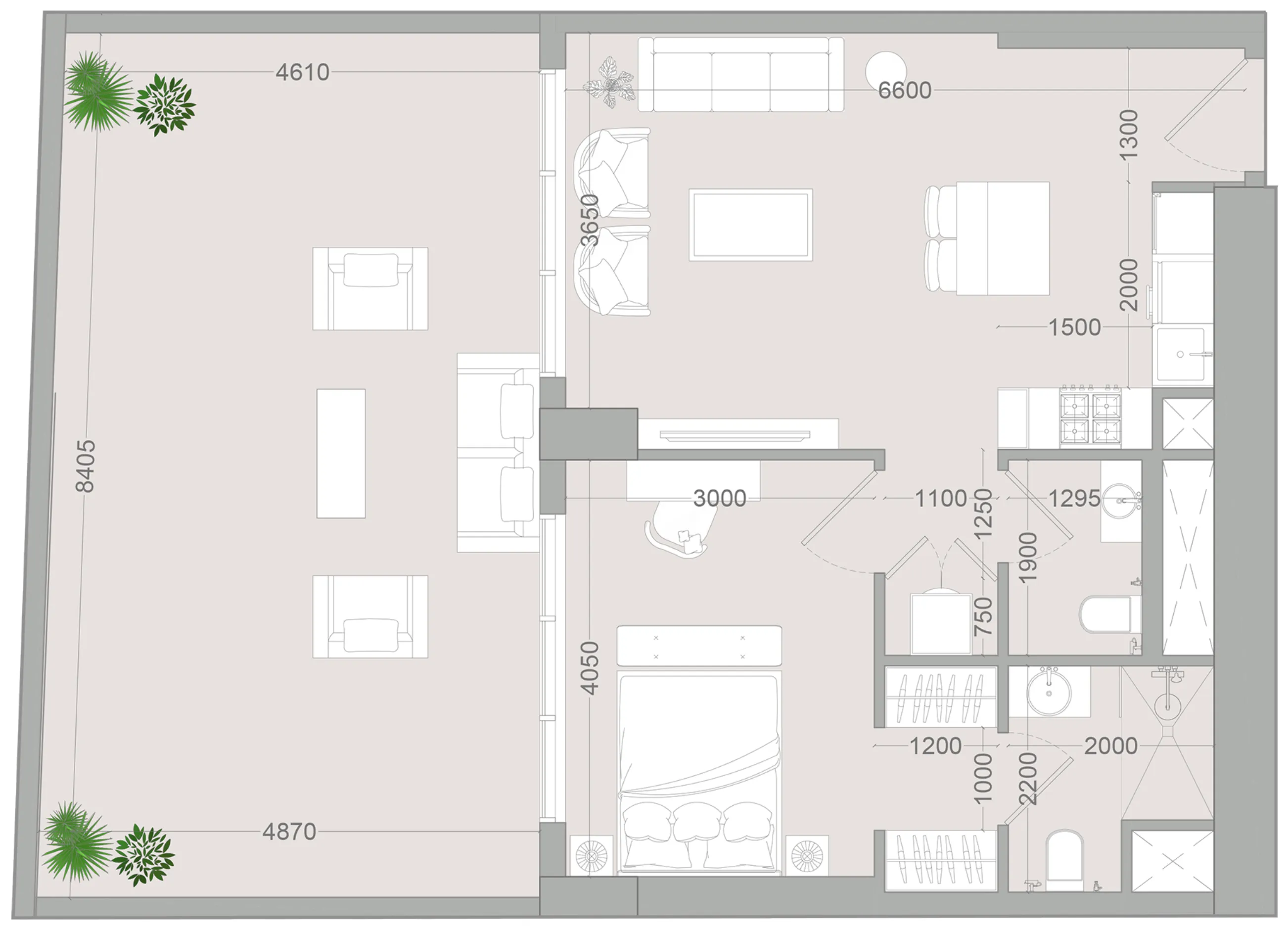1 BR layout at ALTA V1EW