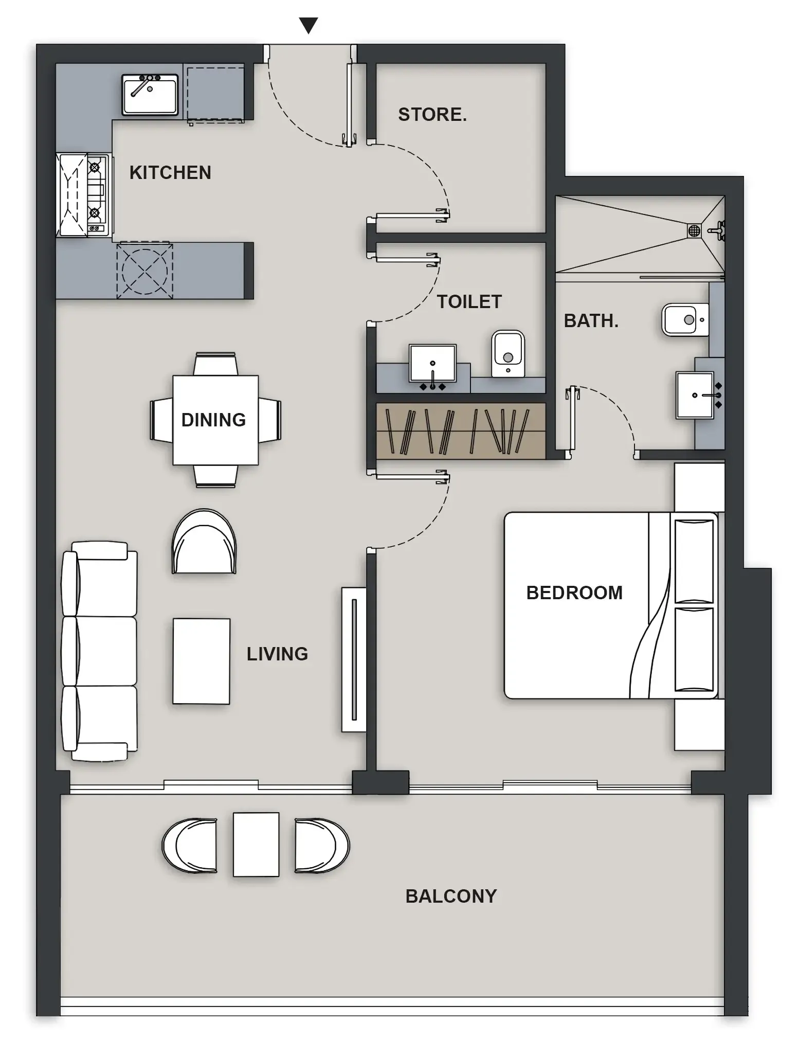 1 BR layout at Maison Elysee III
