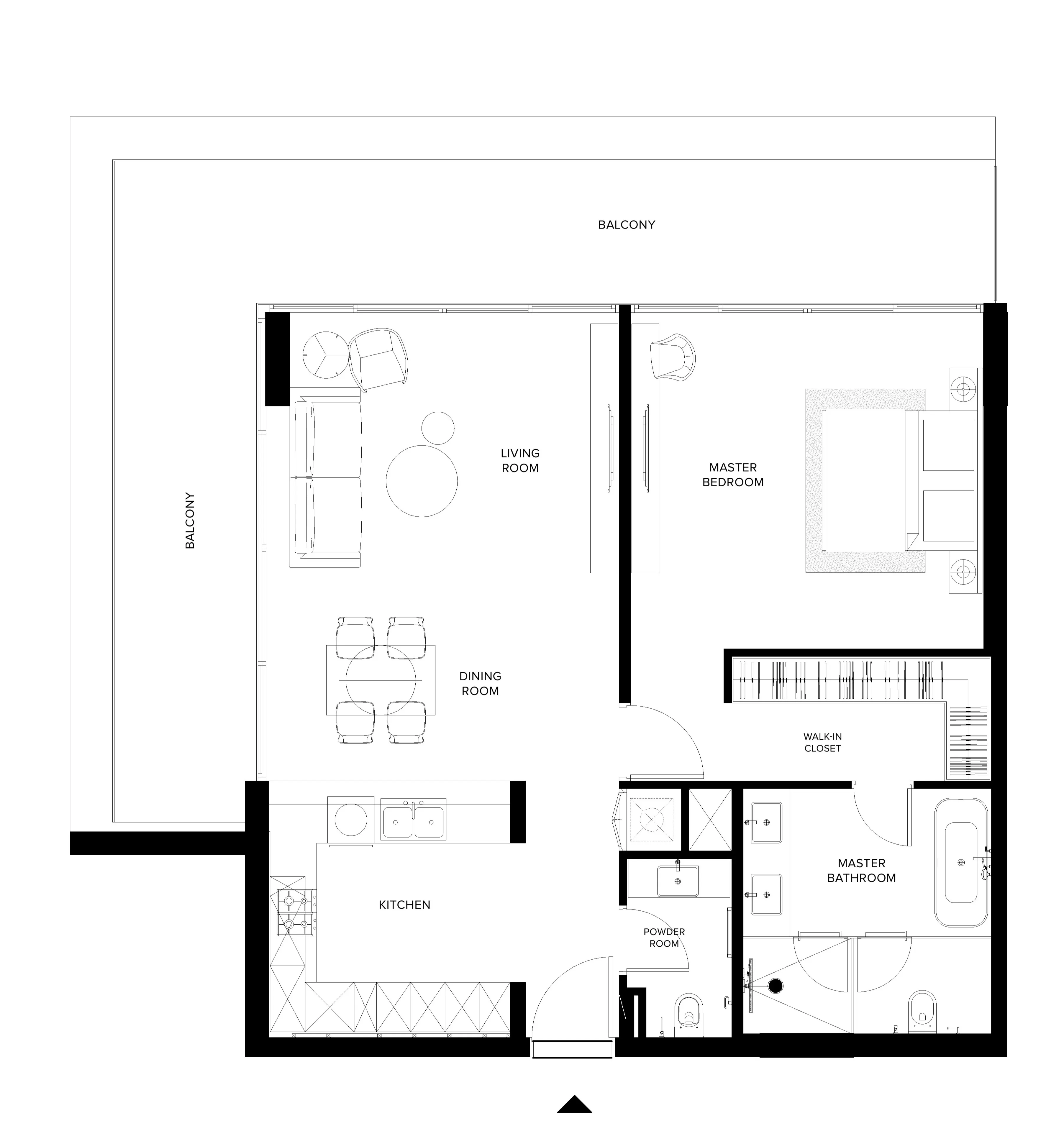 1 BR layout at Keturah Ritz Carlton