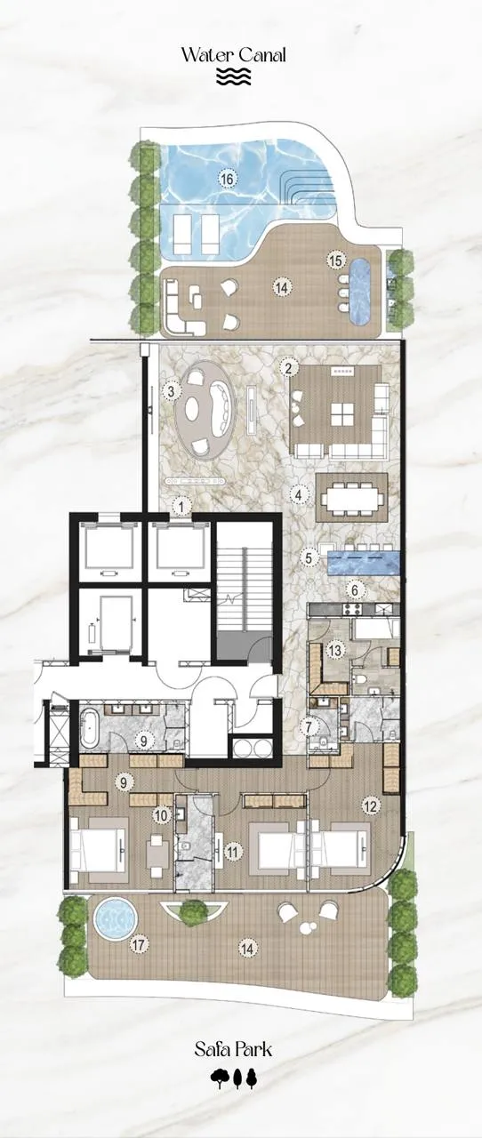 3 BR layout at Casa Canal