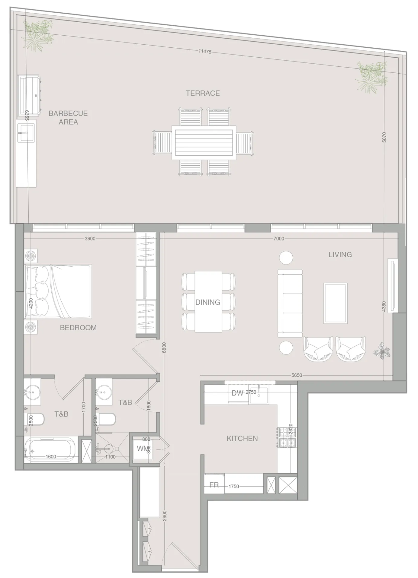 1 BR layout at V1STARA House 2
