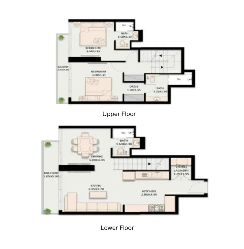 2 BR layout at Golden Wood Views V