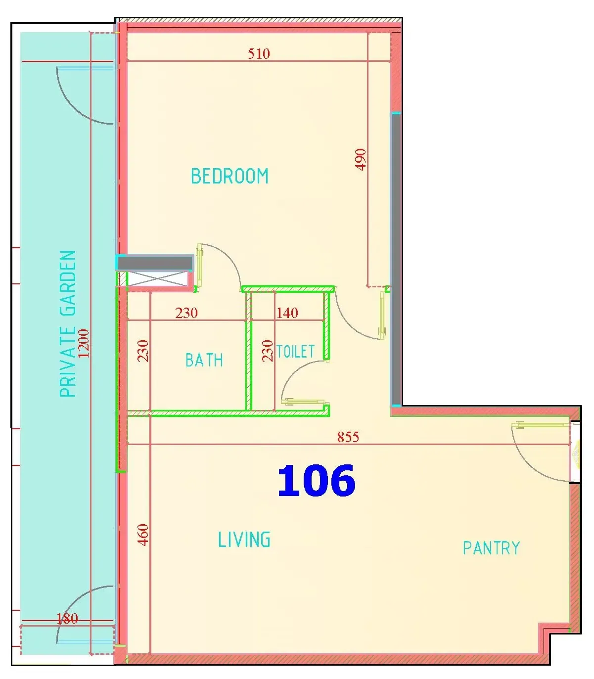 1 BR layout at Carmel Residence