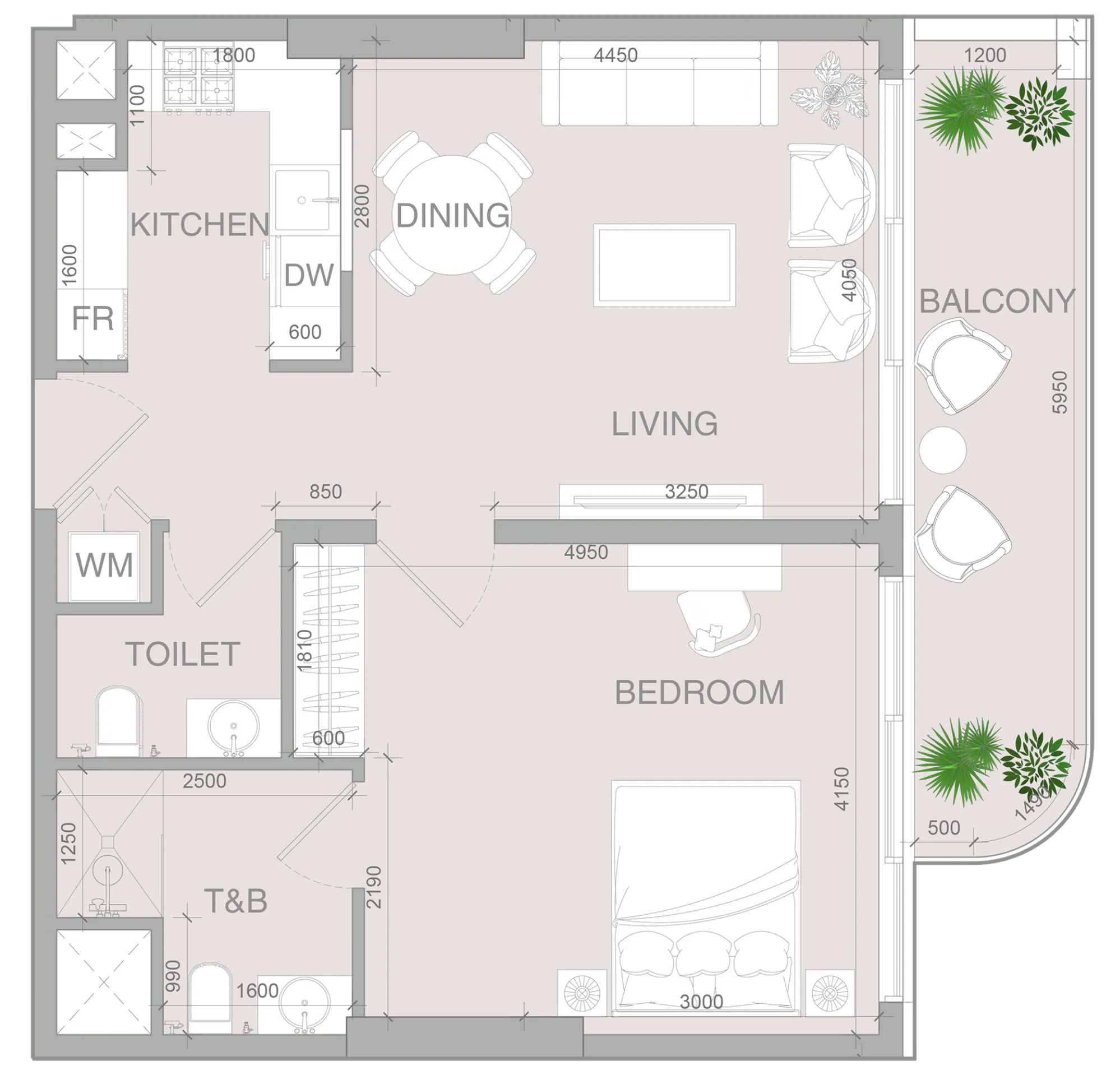 1 BR layout at VERDAN1A 4