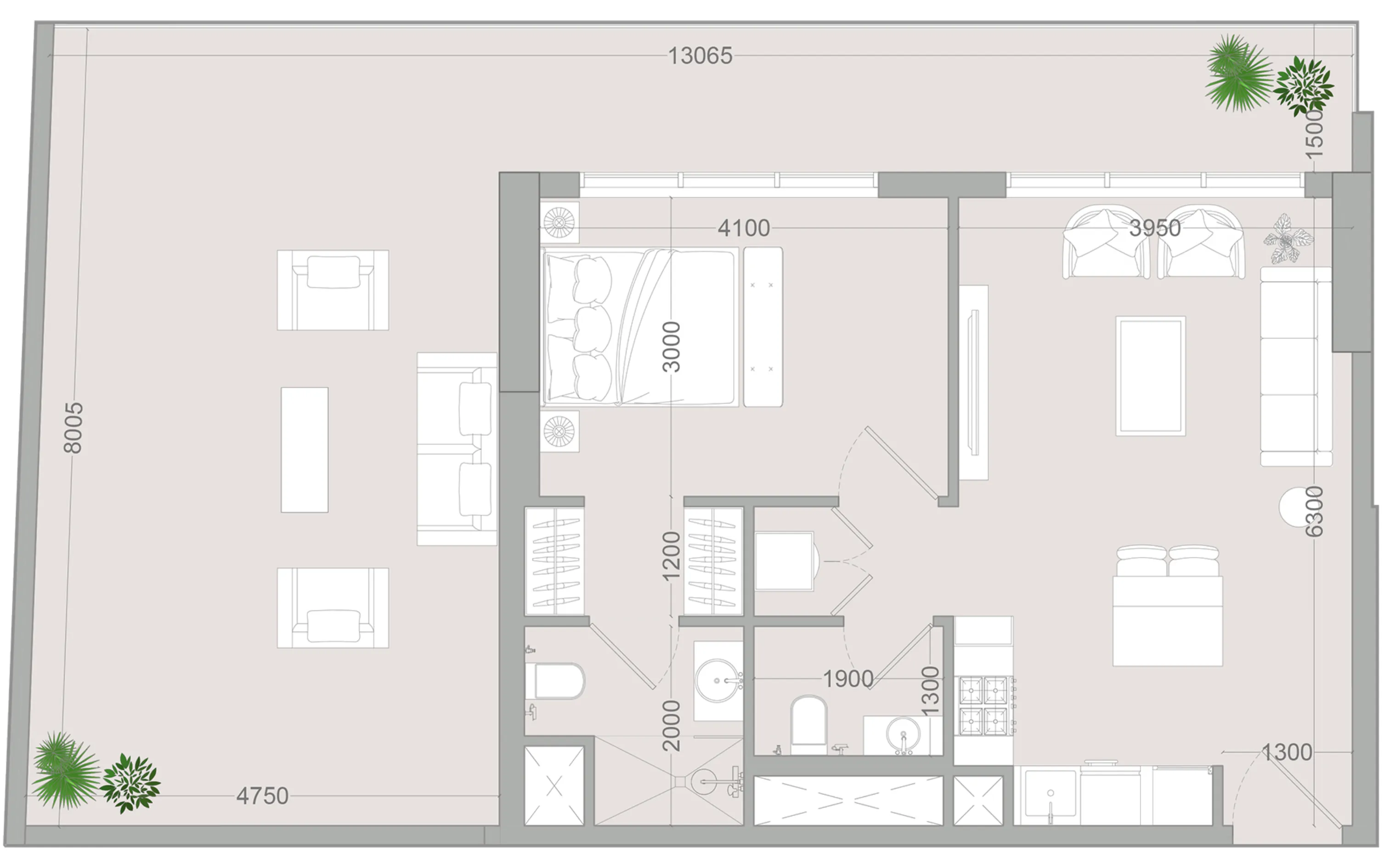 1 BR layout at ALTA V1EW