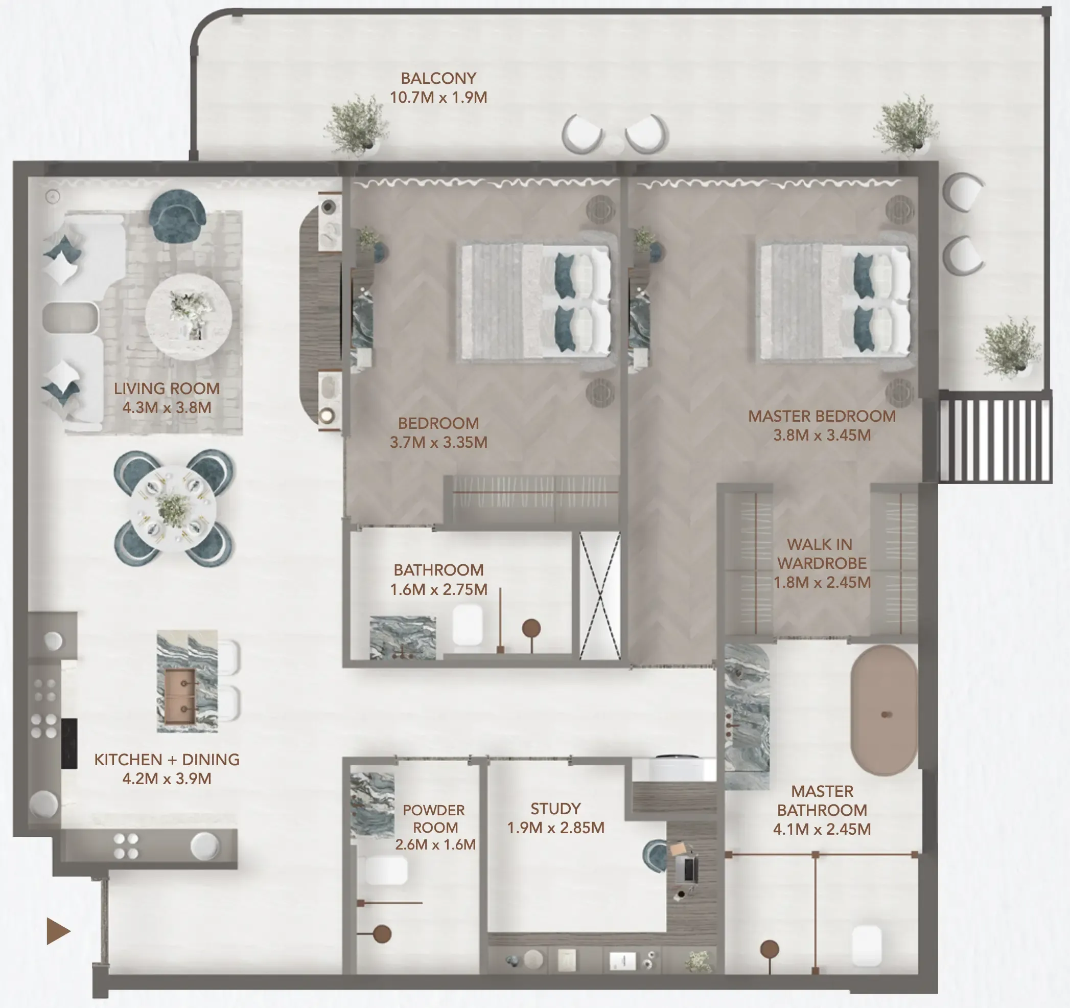2 BR layout at 241 Waterside