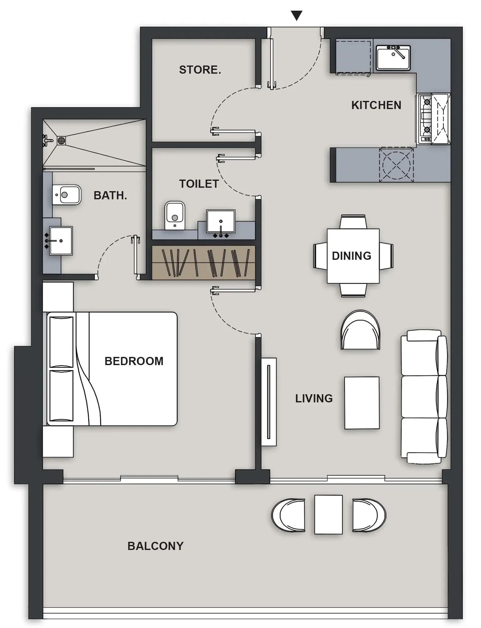 1 BR layout at Maison Elysee III