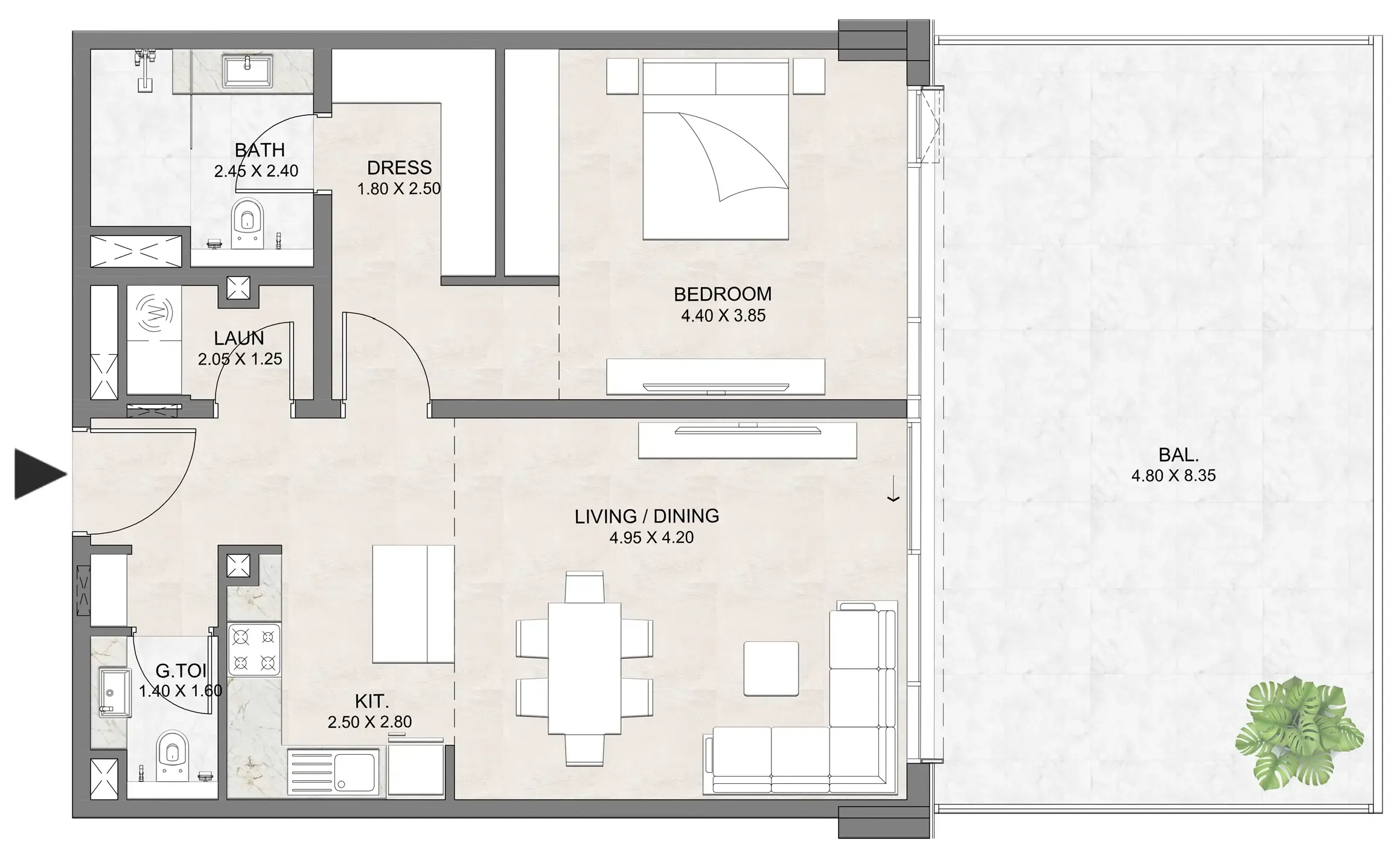 1 BR layout at Luzora Residence