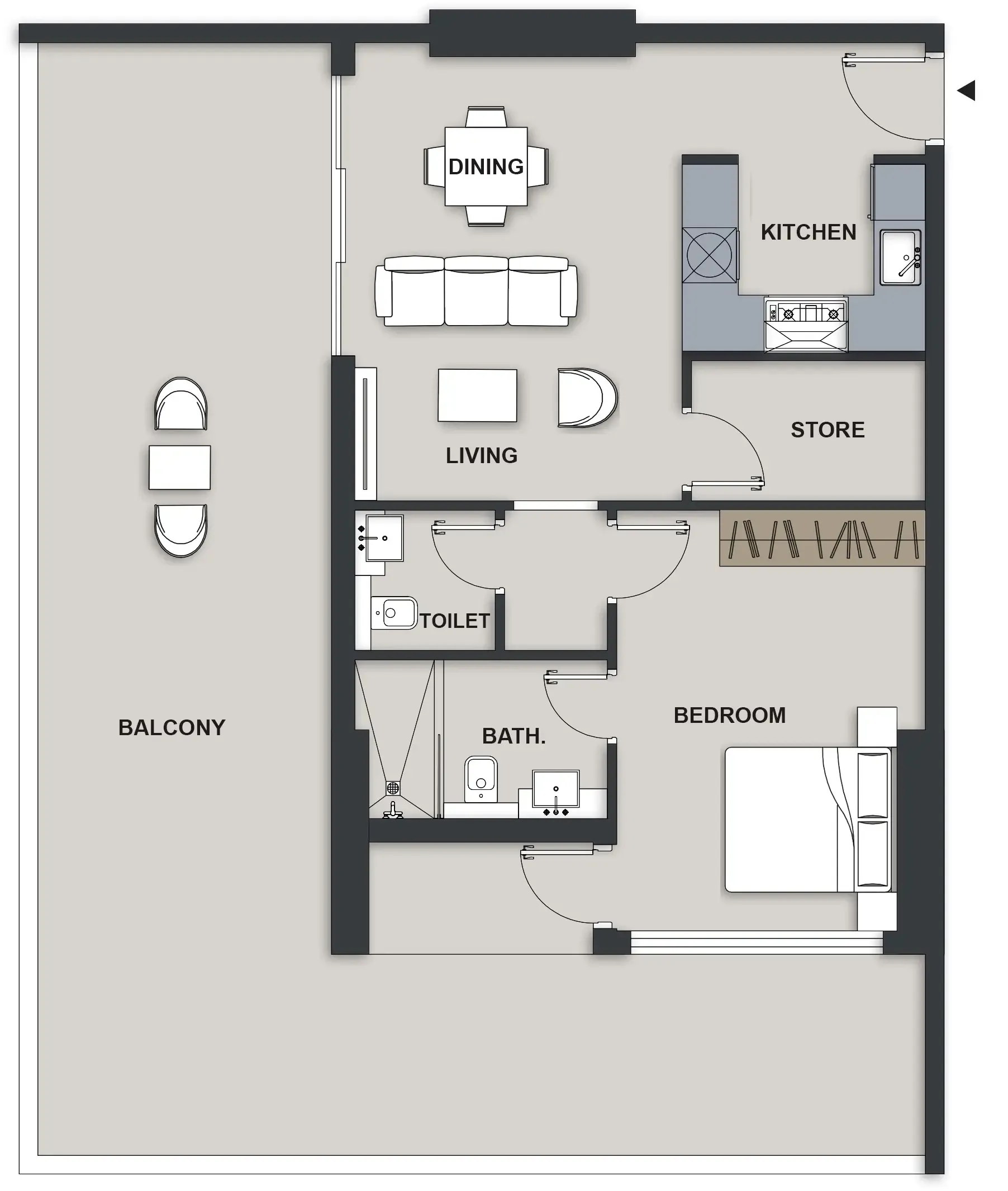1 BR layout at Maison Elysee III