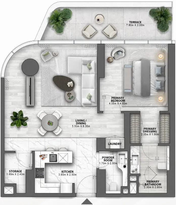 1 BR layout at Passo by Beyond