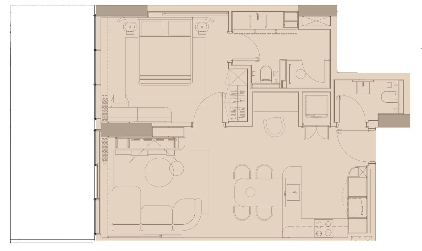1 BR layout at Pearl House IV