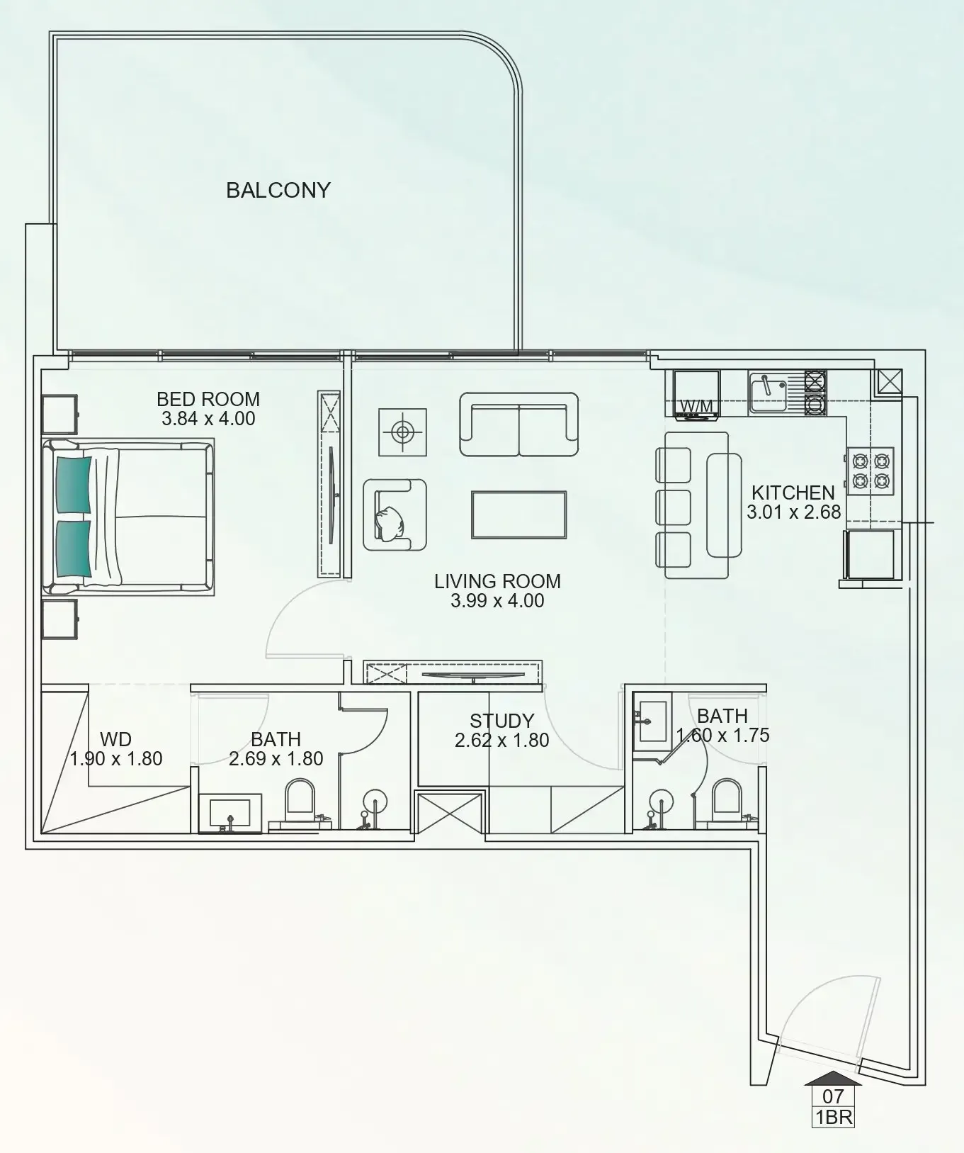 1 BR layout at Floarea Breeze