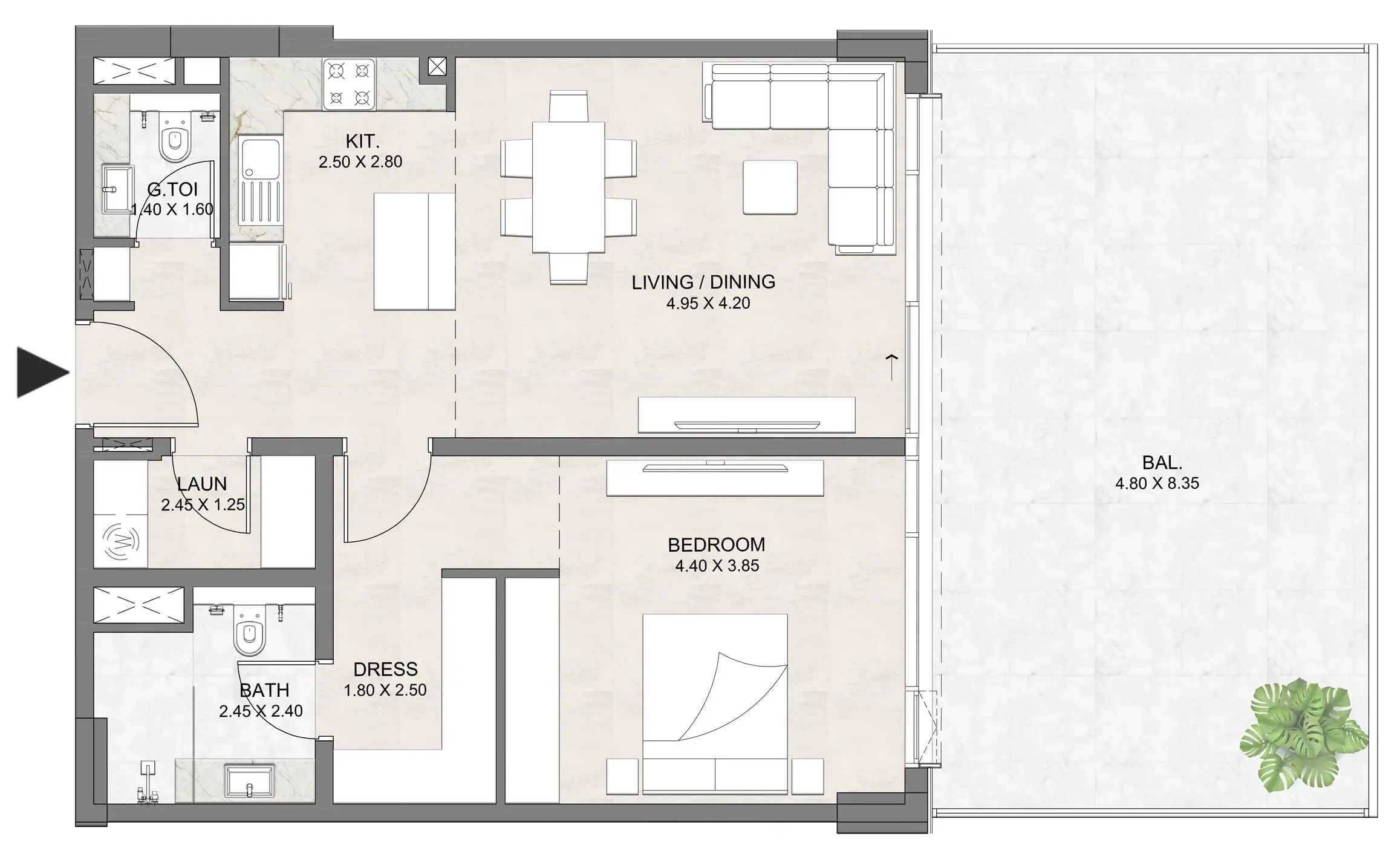 1 BR layout at Luzora Residence