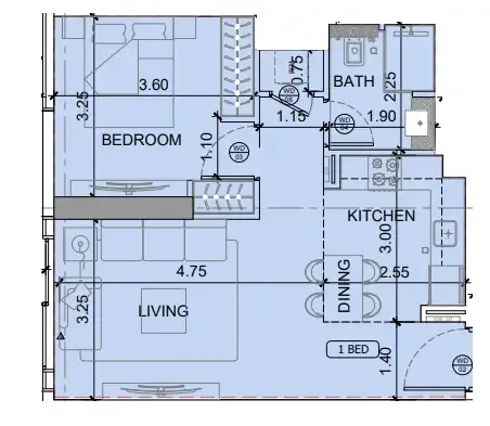 1 BR layout at Binghatti Etherea