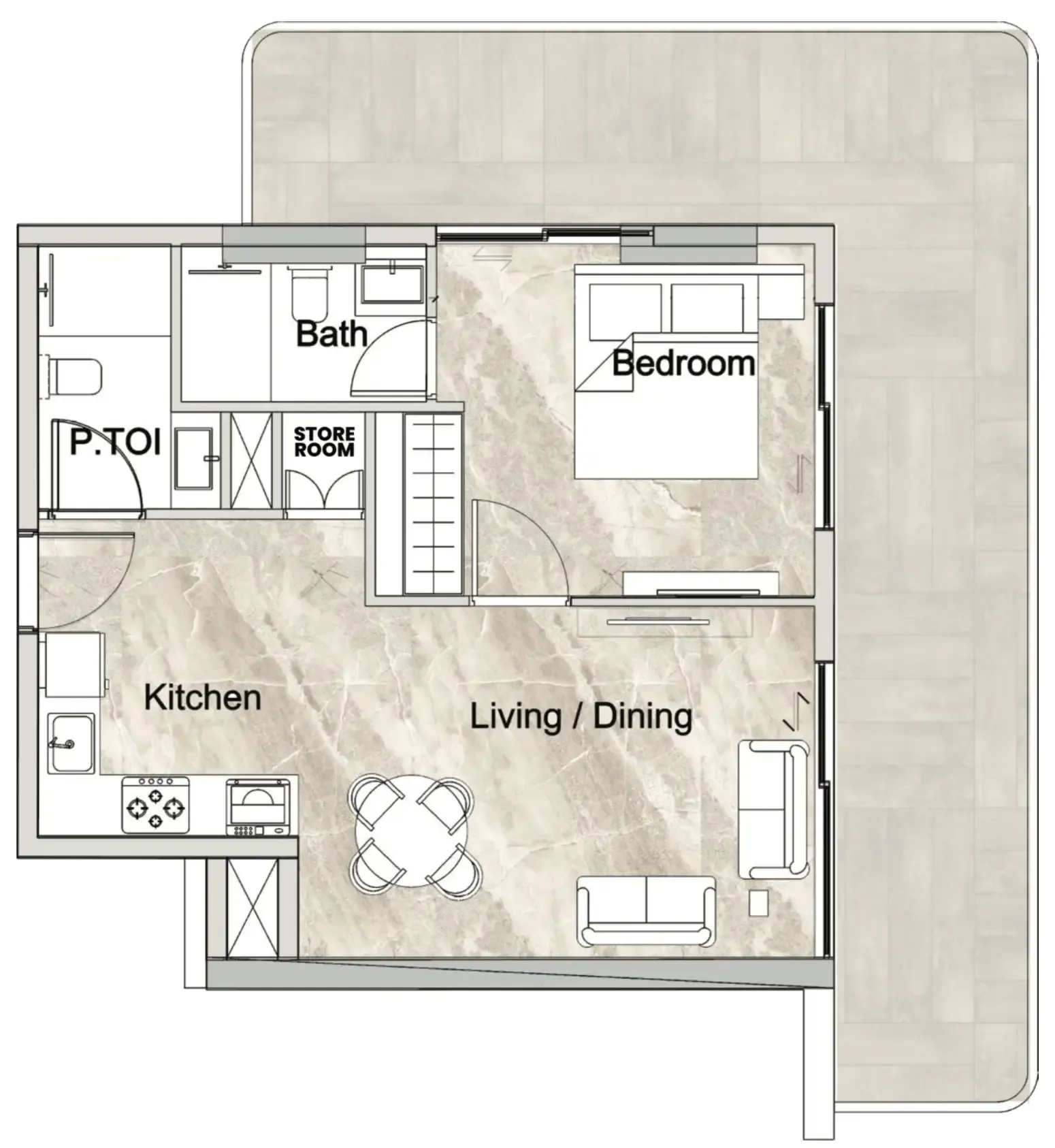 1 BR layout at Zyra Vista Residence