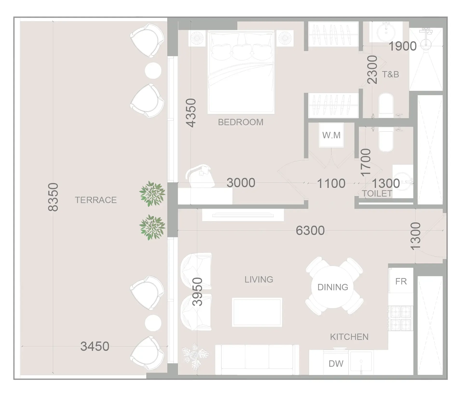 1 BR layout at ELAR1S Sky