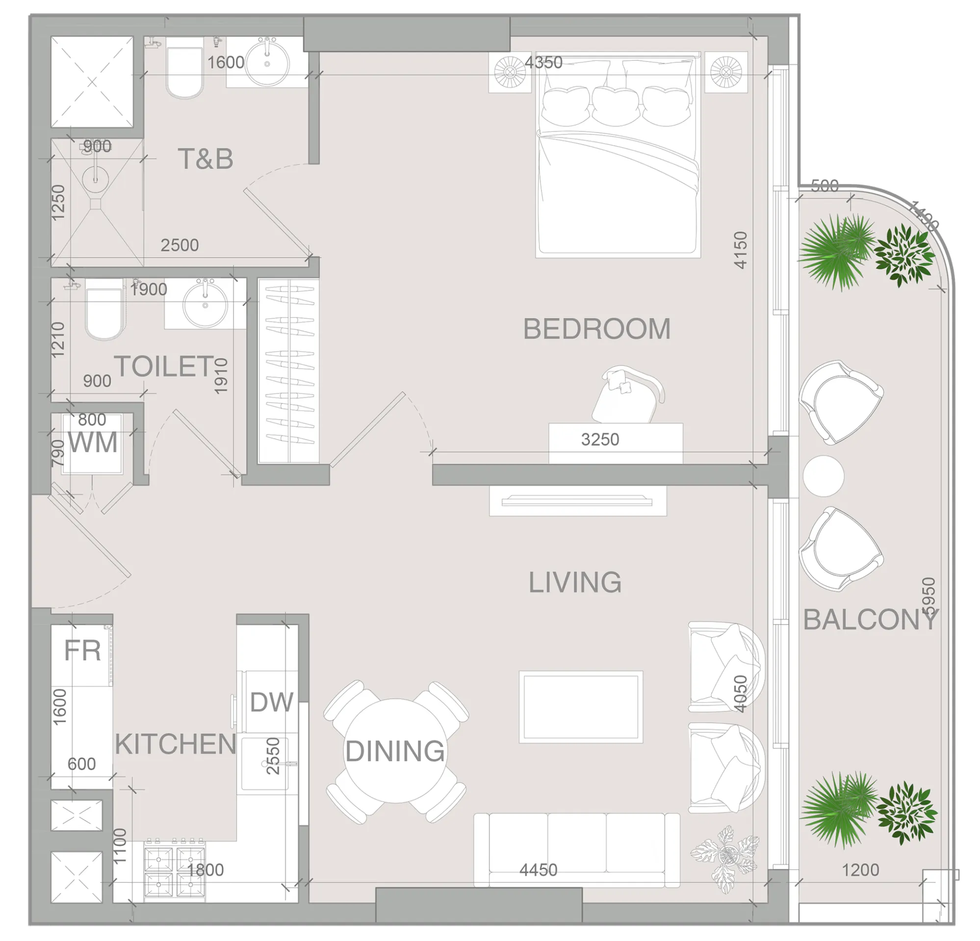 1 BR layout at VERDAN1A 4