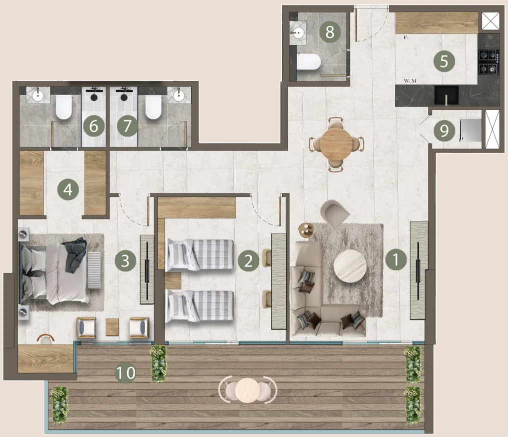 2 BR layout at Lilian Residences
