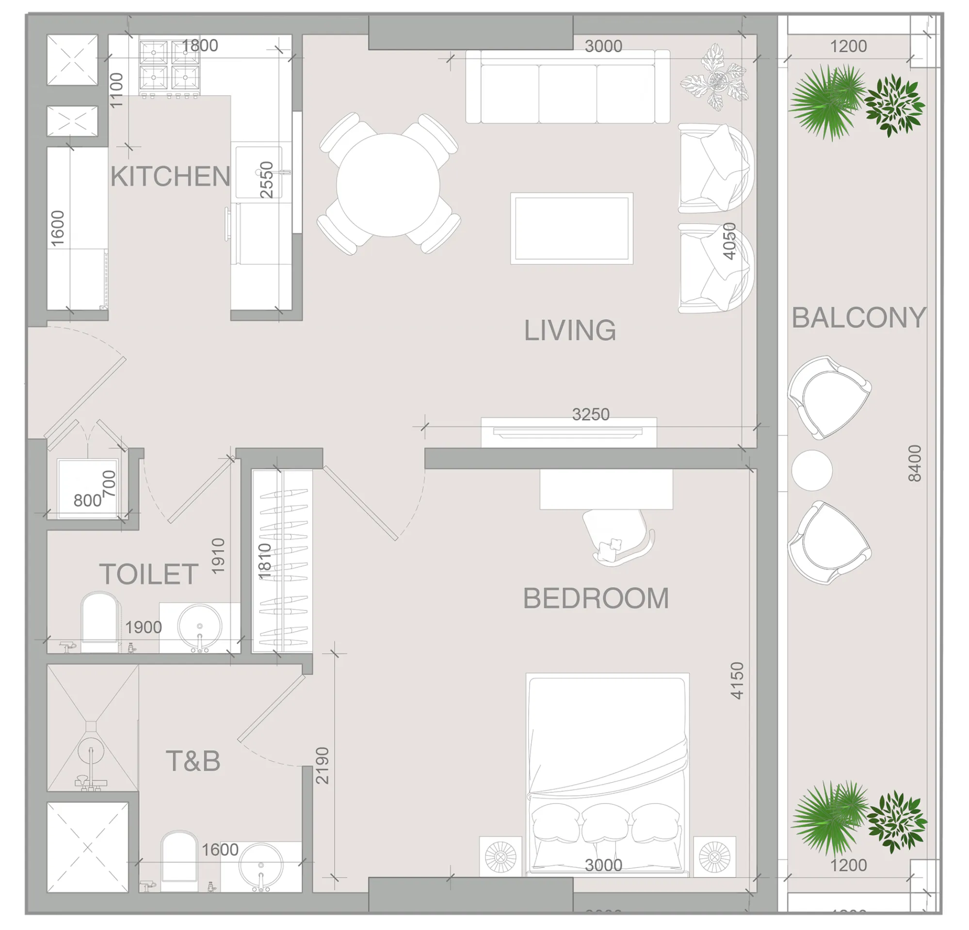 1 BR layout at VERDAN1A 4