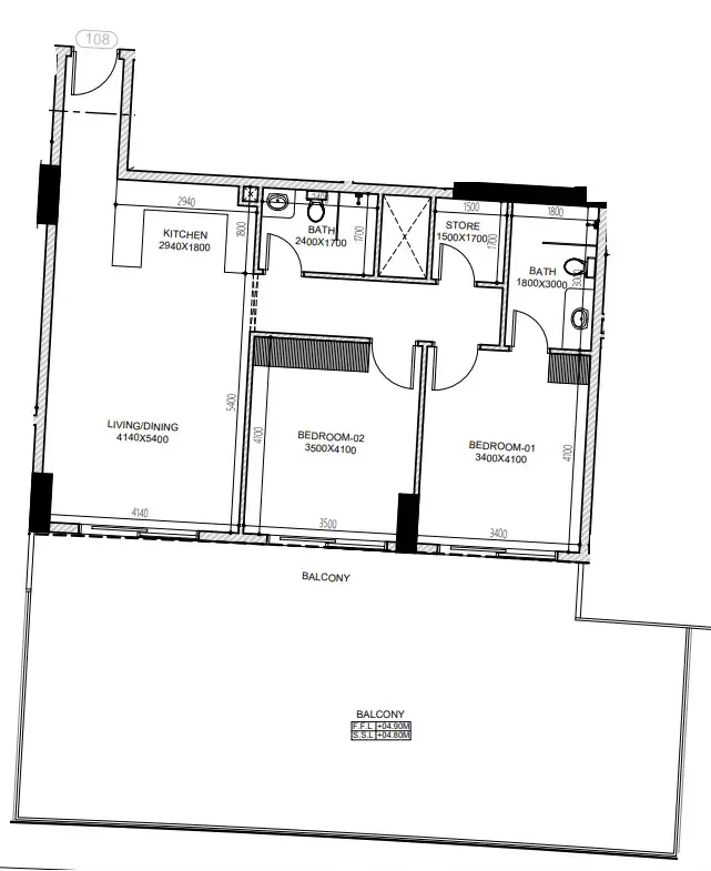 2 BR layout at Astra South