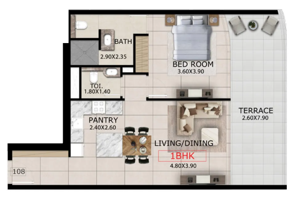 1 BR layout at Mayfair Gardens