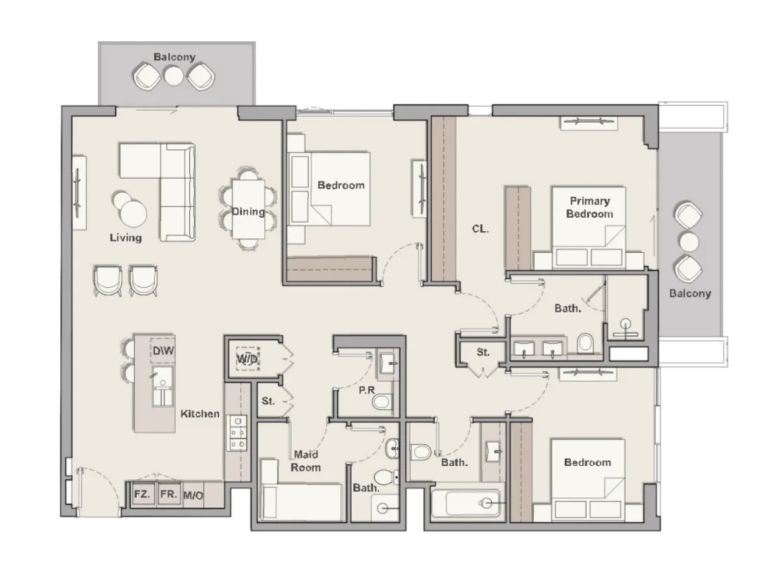 3 BR layout at Belgravia Gardens