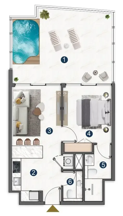 1 BR layout at Voxa Pantheon